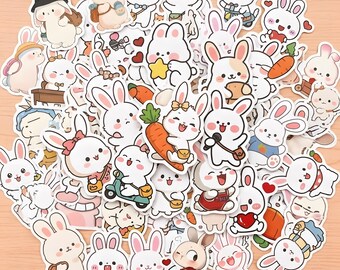 50pcs Cute Rabbit Stickers,Lucky Bunny Stickers,Waterproof Decals,Planner Stickers