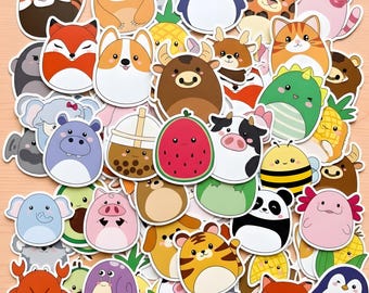 50pcs Cartoon Animals Stickers,Cute Aesthetic Stickers,Decal Collection,For adults tweens and kids