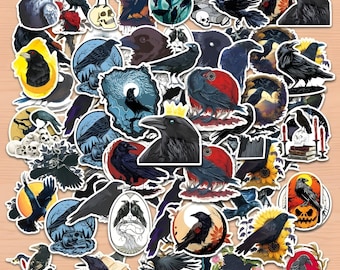 50pcs Dark Crow Stickers,Raven, Crow, Black Bird,Gothic Stickers,Laptop Stickers,Planner Stickers