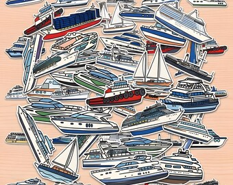 50pcs Boat Stickers,Laptop stickers, Water bottle sticker..Waterproof stickers