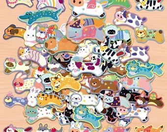 50pcs Run Animal Stickers,Animal Cookie Stickers,sticker for water bottle, Hand drawn sticker design