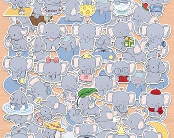 50pcs Elephants Stickers,Cute Fun Stickers,Kids Stickers,Gift for Her,Waterproof,Journals