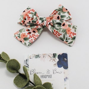 Rose Floral Hair Bow Headband or Scrunchie | Rifle Paper Co | Fabric Hair Bow