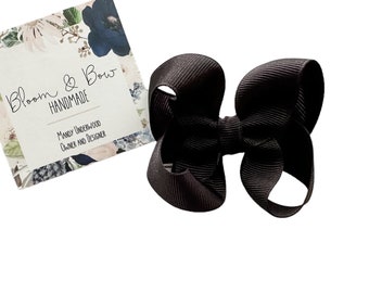 Black Hair Bow | Black Headband | Solid Color Hair Bow for Baby Toddler Girl | Black Hair Bow