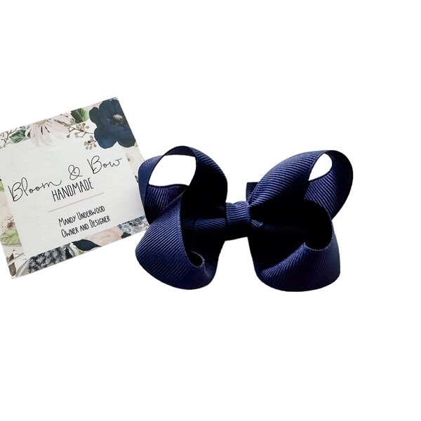 Navy Blue Hair Bow | Navy Blue Headband | Solid Color Hair Bow for Baby Toddler Girl | Navy Blue Hair Clip