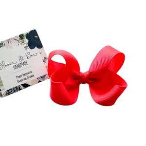 Neon Coral Hair Bow | Neon Coral Headband | Solid Hair Bow for Infant Toddler Girl | Neon Coral Hair Bow