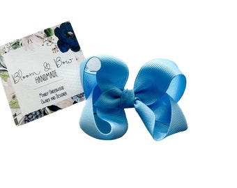 Porcelain Blue Hair Bow | Porcelain Blue Headband | Solid Color Hair Bow for Baby Toddler Girl | Porcelain Pastel Blue Hair Bow