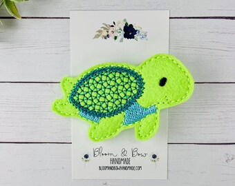 Sea Turtle, Embroidered, You Choose Hair Clip, Badge Reel, ID Holder, Paper Clip, Planner Clip, Bookmark, Magnet, Bookmark, Dog Hair Bow