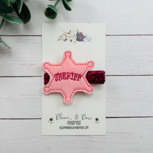 Sheriff Badge, Embroidered, You Choose Hair Clip, Badge Reel, ID Holder, Paper Clip, Planner Clip, Bookmark, Magnet, Bookmark, Dog Hair Bow