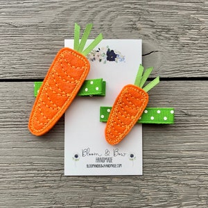 Carrot Hair Clip | Carrot Hair Bow | Embroidered Felt Barrette