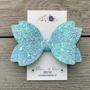 Cotton Candy Hair Bow | Glitter Headband | Blue Glitter Barrette