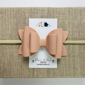 Blush Pink Hair Bow | Faux Suede Headband | Light Mauve
