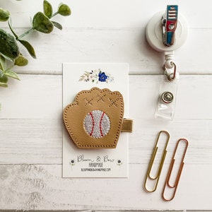 Baseball Mitt Hair Clip | Baseball Barrette | Embroidered Hair Clip