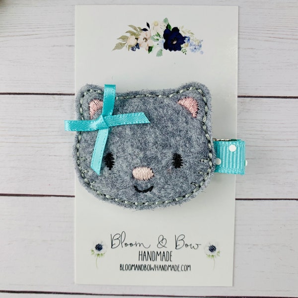 Kitten Feltie, Embroidered, You Choose Hair Clip, Badge Reel, ID Holder, Paper Clip, Planner Clip, Bookmark, Magnet, Bookmark, Dog Hair Bow