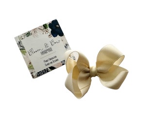Ivory Grosgrain Ribbon Hair Bow | Boutique Girl's Hair Accessory