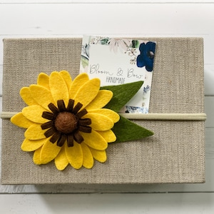 Diadema de girasol / Barrette de girasol de fieltro / Diadema de flores de fieltro para bebé niña adulta / Diadema recién nacida