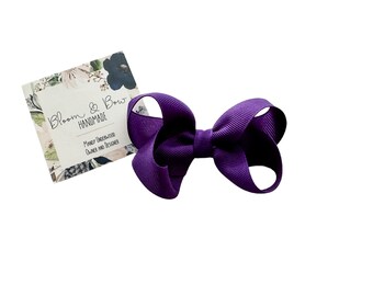 Grappa Purple Hair Bow | Twisted Grosgrain Ribbon, Baby Toddler Girl