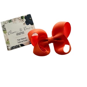 Mandarin Orange Hair Bow | Orange and Coral| Orange Headband with Bow | Solid Color Hair Bow for Baby Toddler Girl | Orange Color Hair Bow