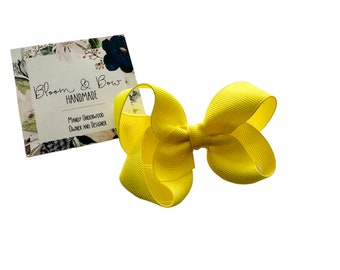Lazo para el cabello amarillo sol / Cinta de grogrén con pinza de cocodrilo