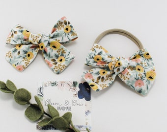 Primavera Rosa Creme Haarschleife | Rifle Paper Co Stoff, Stirnband oder Scrunchie