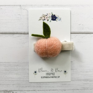 Felt Peach Hair Clip | Felt Peach Barrette | Felt Fruit Hair Clip | Barrette for Girl Toddler Adult Woman