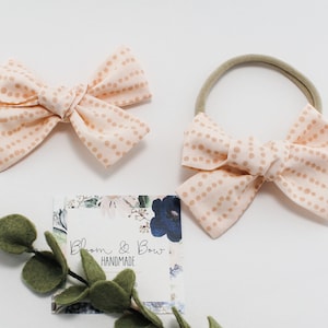 Boho Neutral Hair Bow Headband or Scrunchie | Boho Fabric Hair Bow