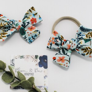 Mint Floral Fabric Hair Bow Scrunchie | Rifle Paper Co | Wildwood Mint Metallic Fabric