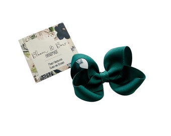 Dark Teal Grosgrain Hair Bow | Twisted Boutique Style