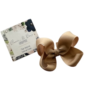Taupe kaki haarstrik | Fossiel | Bruine hoofdband met strik | Effen kleur haarboog voor baby peuter meisje | Fossiele taupe kaki kleur haarstrik