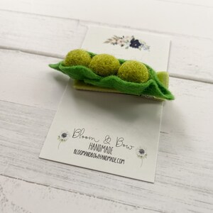 Felt Peas in a Pod Hair Clip Felt Peas in a Pod Barrette Felt Vegetable Hair Clip Barrette for Girl Toddler Adult Woman image 2