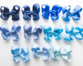 Blauwe grosgrain haarstrik | Twisted Boutique-clip
