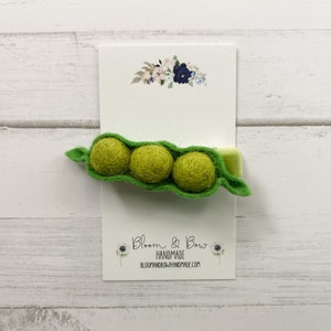 Felt Peas in a Pod Hair Clip | Felt Peas in a Pod Barrette | Felt Vegetable Hair Clip