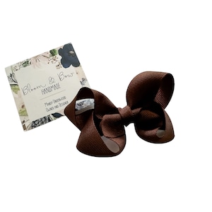 Brown Hair Bow | Brown Headband with Bow | Solid Color Hair Bow for Baby Toddler Girl | Brown Hair Bow