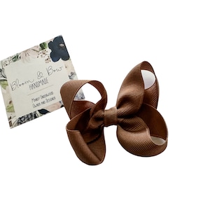 Light Brown Hair Bow | Latte | Brown Headband with Bow | Solid Color Hair Bow for Baby Toddler Girl | Latte Color Hair Bow