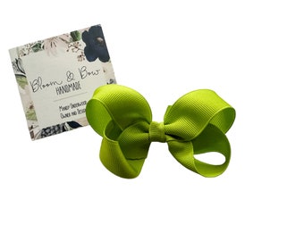 Chartreuse Green Hair Bow | Shades of Green| Green Headband with Bow | Solid Color Hair Bow Baby Toddler Girl | Chartreuse Color Hair Bow