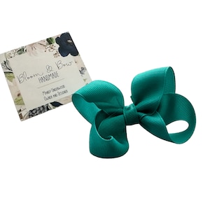 Tornado Blau Grün Haarschleife | Türkis und Türkis | braunes Stirnband mit Schleife | Solid Color Bow Baby Kleinkind Mädchen | Tornado Blau Haarschleife