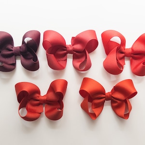 Red Boutique Ribbon Hair Bow Hair Clip Solid Color for Toddler Girl Choose your Red Color