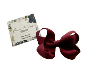 Burgundy Hair Bow | Shades of Red | Burgundy Headband with Bow | Solid Color Hair Bow for Baby Toddler Girl | Burgundy Color Hair Bow