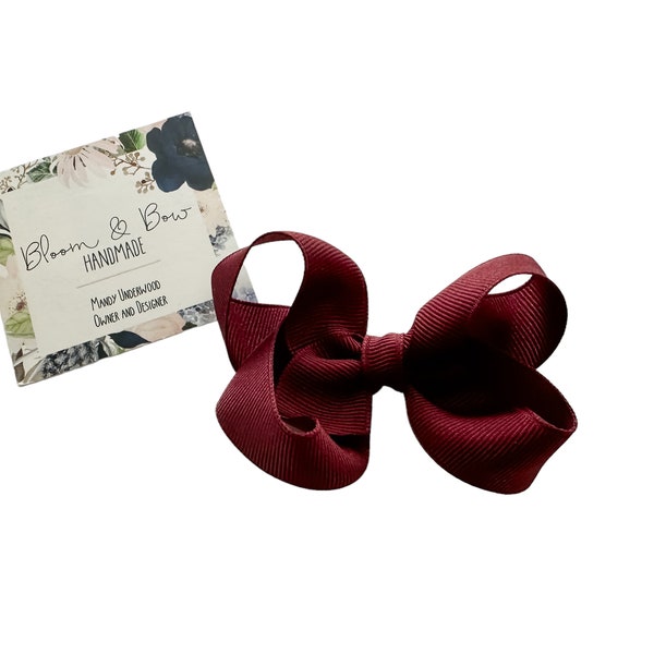 Burgundy Hair Bow | Shades of Red | Burgundy Headband with Bow | Solid Color Hair Bow for Baby Toddler Girl | Burgundy Color Hair Bow