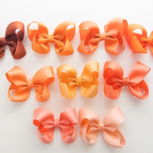 Orange and Coral Boutique Ribbon Hair Bow Hair Clip Solid Color for Toddler Girl Choose your Color