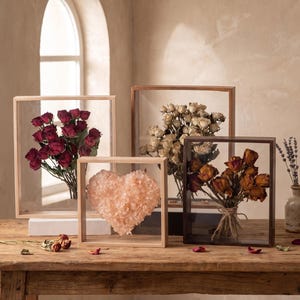 Fresh Flower Shadow Box, Rose Baby Breath Display Frame