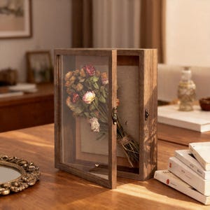 Caja expositora de flores secas, marco de hojas secas con forma de concha para insectos y plantas