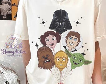 Space Cartoon Balloon Shirt, Sci-Fi Character Tee, Galactic Adventure Graphic Shirt, Fan Inspired Outfit, Theme Park Vacation Tee