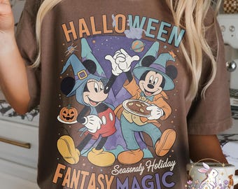Disney Halloween Fantasy Magic Shirt, Mickey Minnie Witch Tee, Cute Disney Halloween Tee, Vintage Halloween Disney Tee, Spooky Season Disney