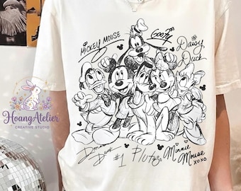 Vintage Disney Friends Shirt, Mickey Minnie Donald Daisy Goofy Pluto Tee, Retro Cartoon Graphic T-Shirt, Disney Family Matching Shirt