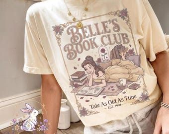 Camiseta del Club de Lectura de Bella, Camiseta de La Bella y la Bestia, Camiseta Disney para Amantes de los Libros, Camiseta de Princesas Leyendo, Camiseta Disney Vintage, Regalo para Lectores Acogedores