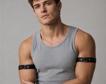 Conjunto de arnés de brazo de piel sintética para hombre, bandas para bíceps con anilla en O, accesorio gótico punk