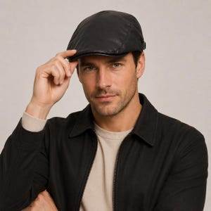 Faux Leather Ivy Cap Newsboy Hat | Adjustable Gatsby Style Flat Cap