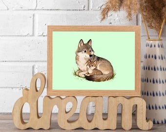 Mother's Day | Mama Wolf Baby Combo | Decor | Digital Download | Wall Art Printable