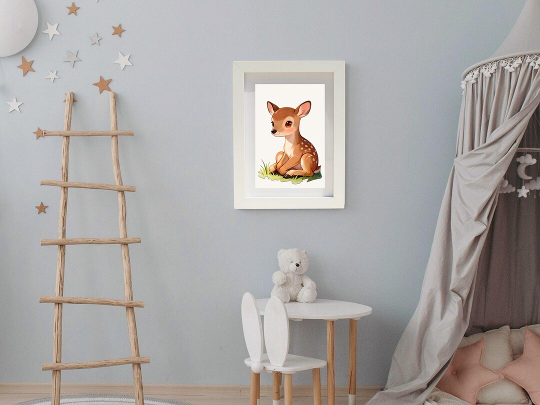 Resting Baby Deer | Wall Art Printable | Nursery Decor | Digital ...